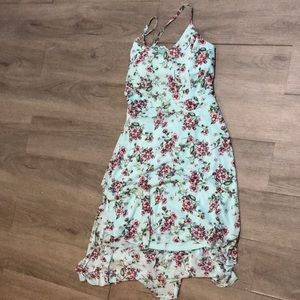 Blue Floral Dress with Opened Back